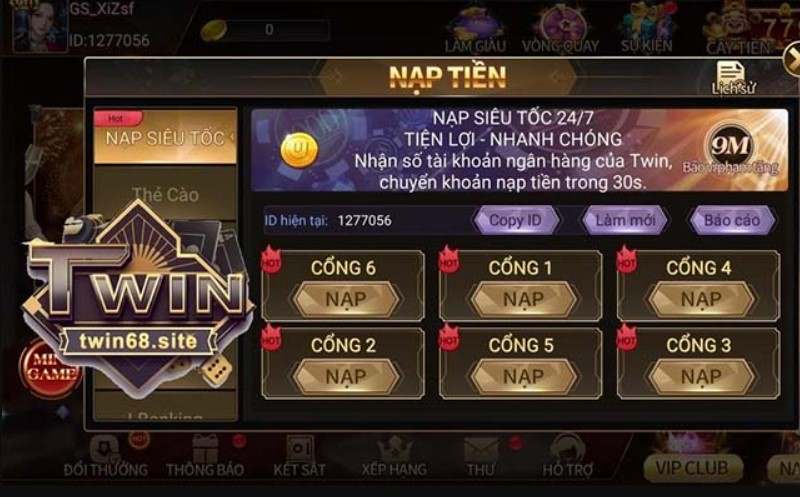 Nạp tiền vào cổng game