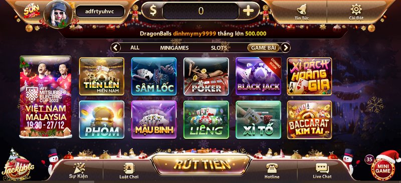 Danh mục game bài cũng nổi bật với nhiều sản phẩm chất lượng