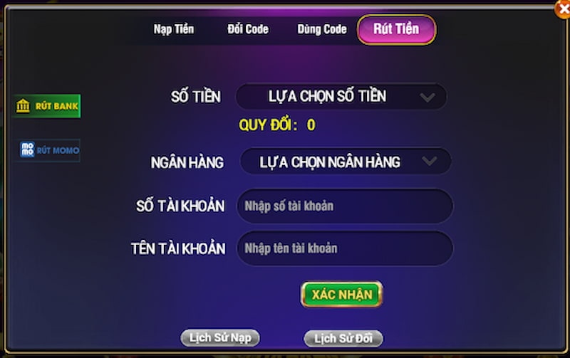 Rút tiền tại cổng game Bắn Cá Đại Thần rất thuận tiện