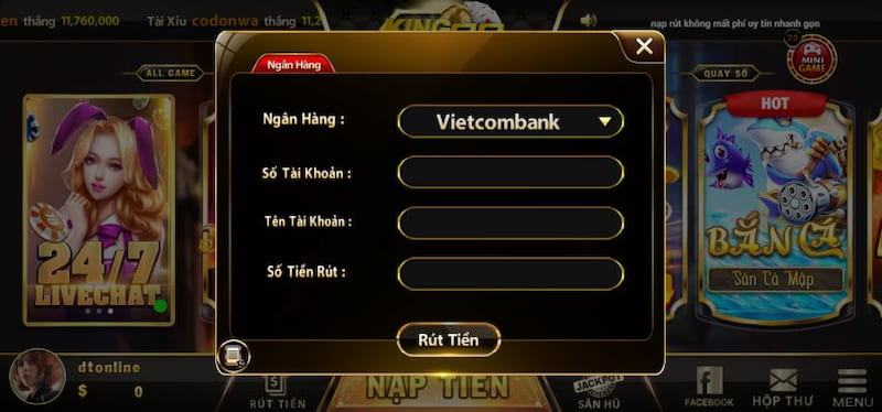 Rút tiền nhanh nhất tại King88 us online