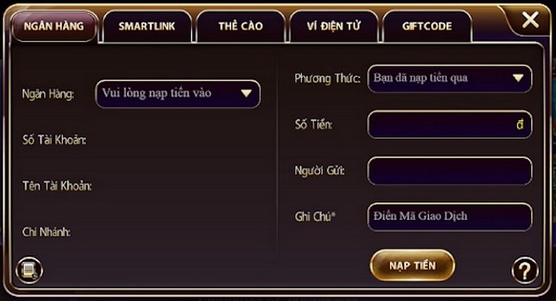 Thao tác nạp tiền nhanh chóng cực đơn giản