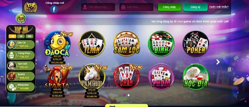 Cổng game Vip52 cung cấp cho người chơi nhiều tựa game khác nhau