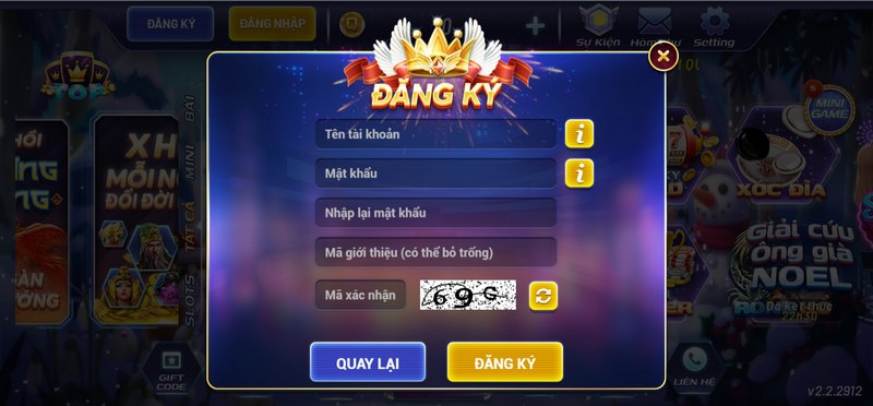 Cần phải đăng ký tài khoản thành viên tại cổng game Thần quay