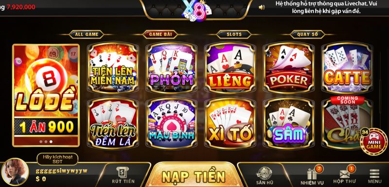 Cùng điểm qua những trò chơi hấp dẫn có tại cổng game X8