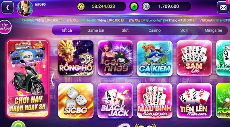 cổng game với nhiều game bài hấp dẫn