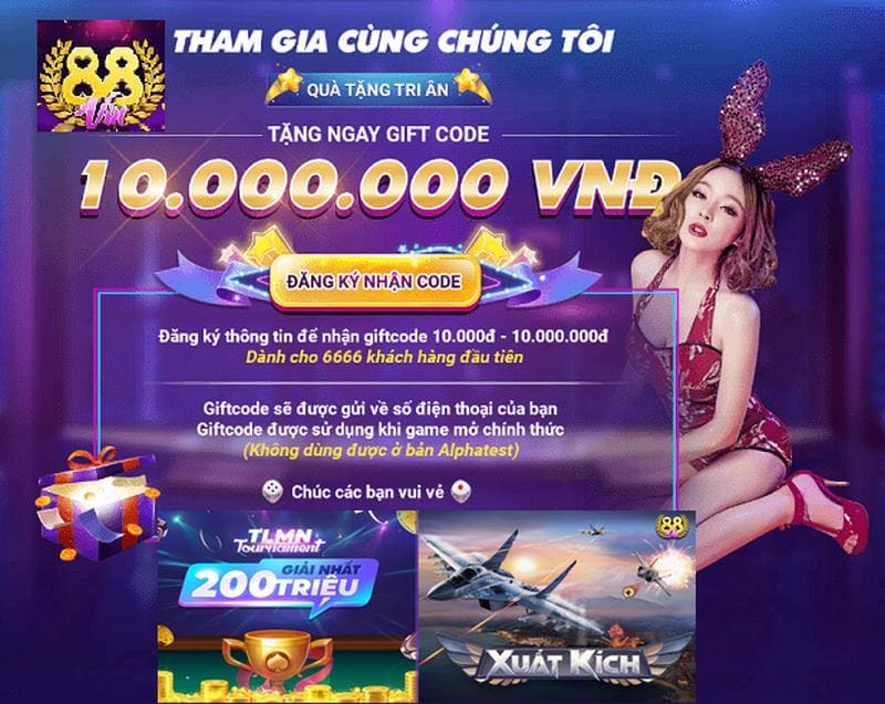 tặng giftcode lên tới 10 000 000vnd cho anh em game thủ