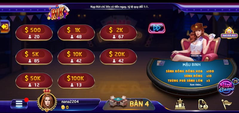 Hướng dẫn bạn cách chơi game bài mậu binh Rikvip ấn tượng