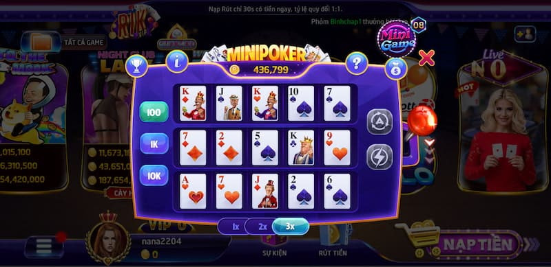 Hướng dẫn tham gia chơi Mini Poker RikVIP cực đơn giản