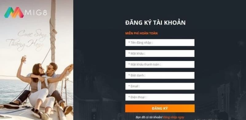 Hướng dẫn cách đăng ký tài khoản tại cổng game bắn cá MIG 8